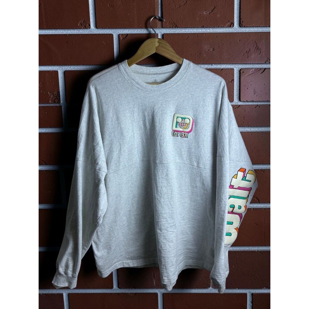 Disney Spirit Jersey Gray Walt Disney World Retro Logo Long Sleeve XXL